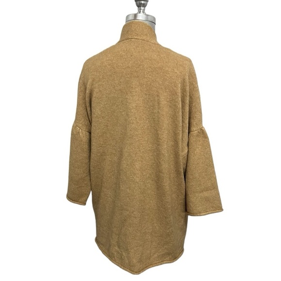 Lou & Grey Camel Tan Long Bell Sleeve Tight Knit Open Cardigan Oversized Size S - Picture 2 of 9
